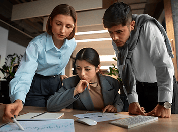 Team collaborating during a consultation